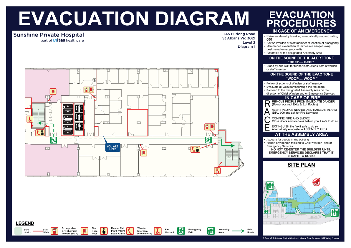 Evacuation Diagram for Sunshine Private Hospital