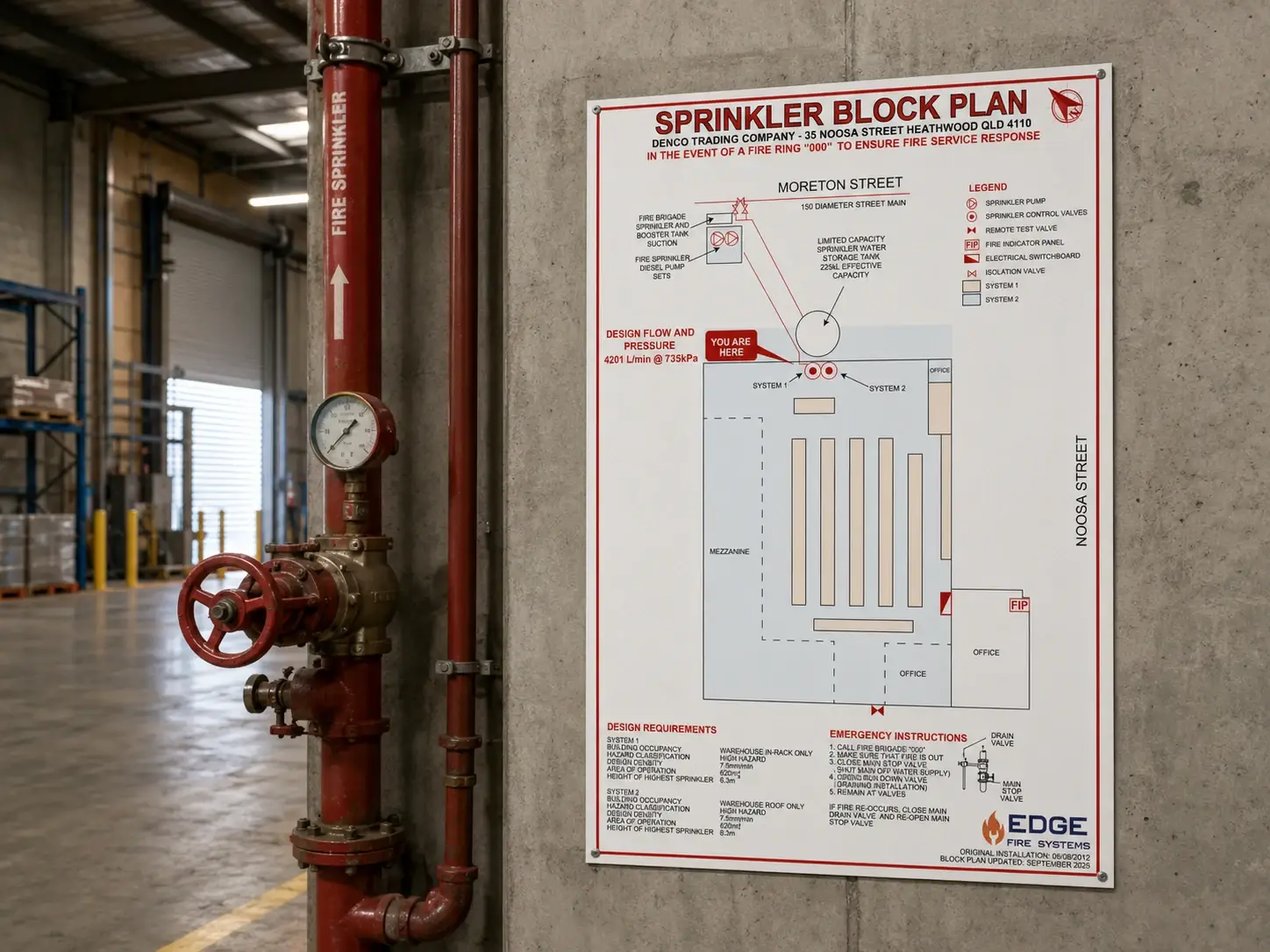 Industrial fire sprinkler block plan