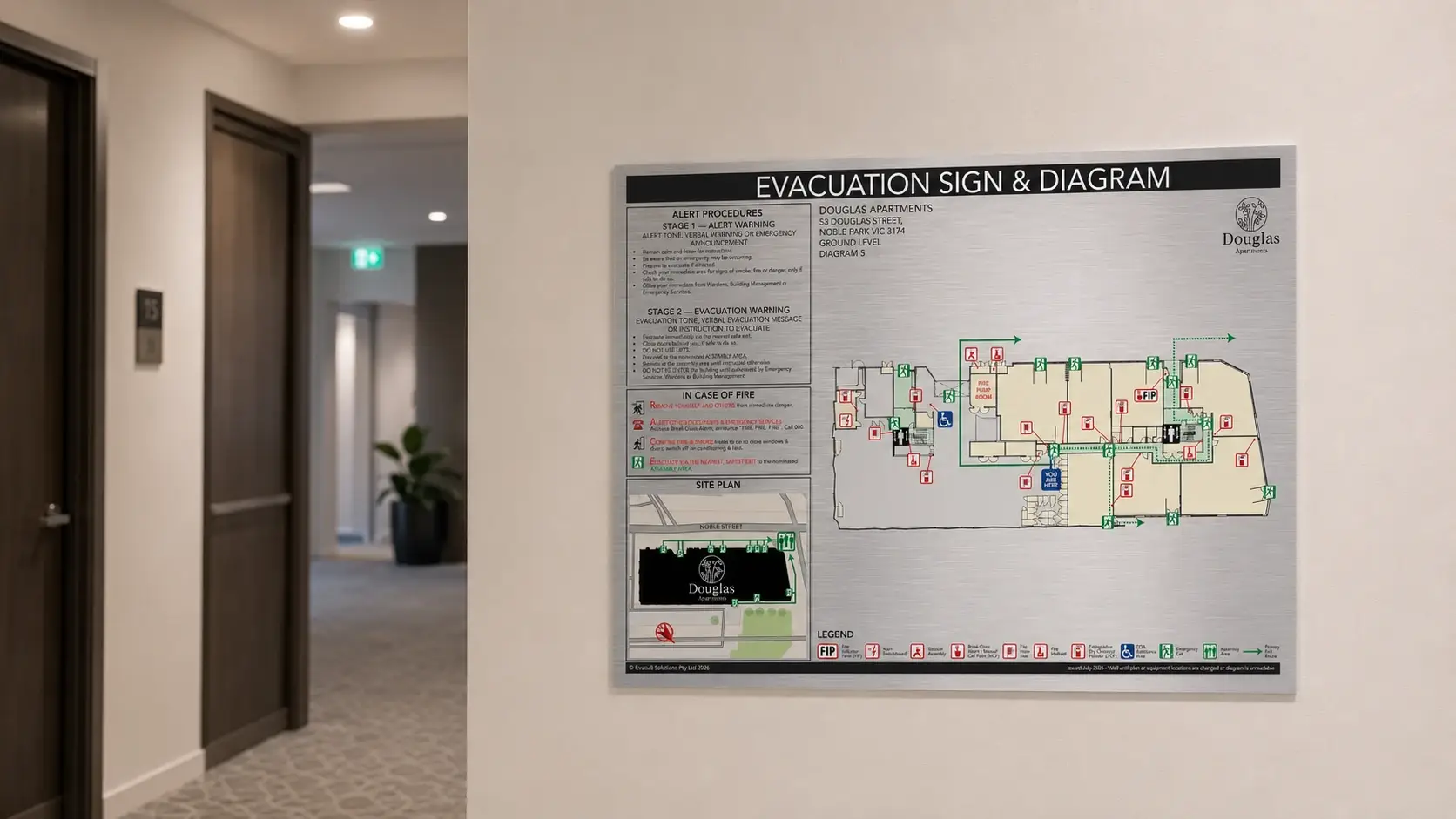 53 Douglas Street evacuation diagram artwork